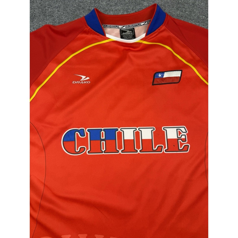 Chile Red Soccer Football Jersey Drako One Size Authentic Vintage Red #1147